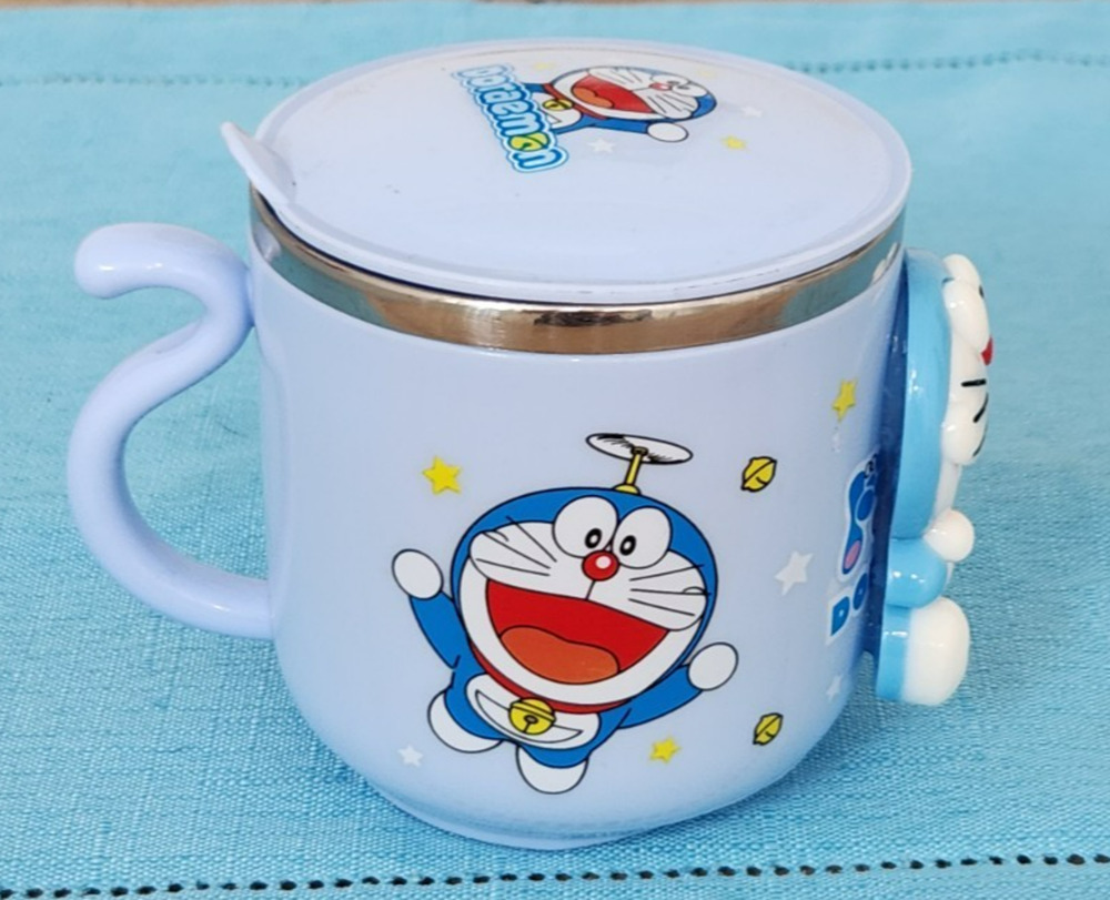 Animation TV Show Japan Doraemon Plastic Blue Kids Cup lidded